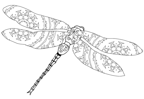 Intricate Dragonfly Coloring Page